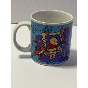 1997 Disney Winnie The Pooh Tigger Piglet Bright Coffee Tea Mug Cup Sakura Blue